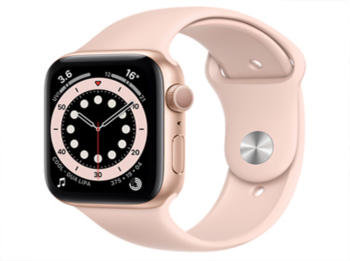 Apple Watch Series 6 GPS, 40mm-Gold Aluminium Case with Pink Sport Band, Click For More Color&Price